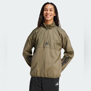 Adidas Men's Olive Green Quarter-Zip Sweatshirt, Size S. NWT